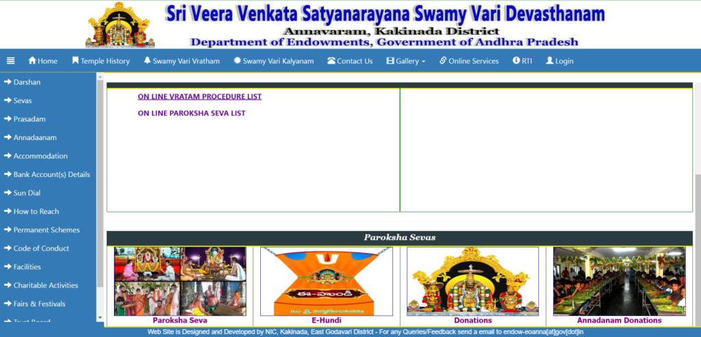 Annavaram Temple Satyanarayana Swamy Vratham Tickets