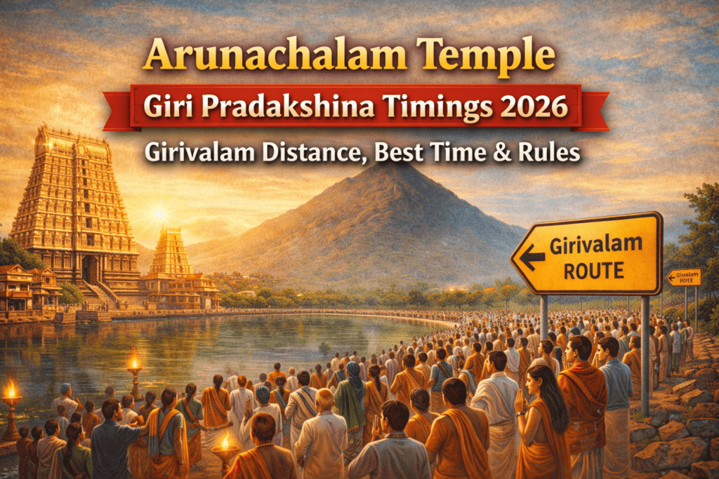 Arunachalam Temple Giri Pradakshina Timings 2026 – Girivalam Distance, Best Time & Rules